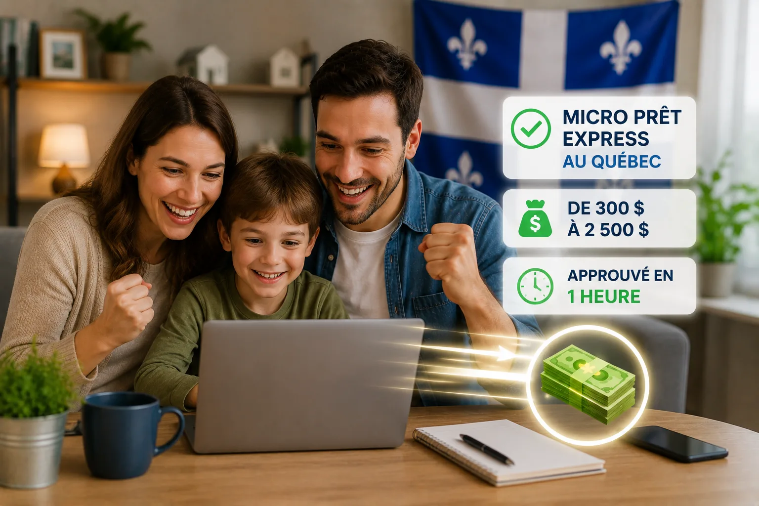 Micro prêt express au Québec - de 300$ à 2,500$, approuvé en 1 heure